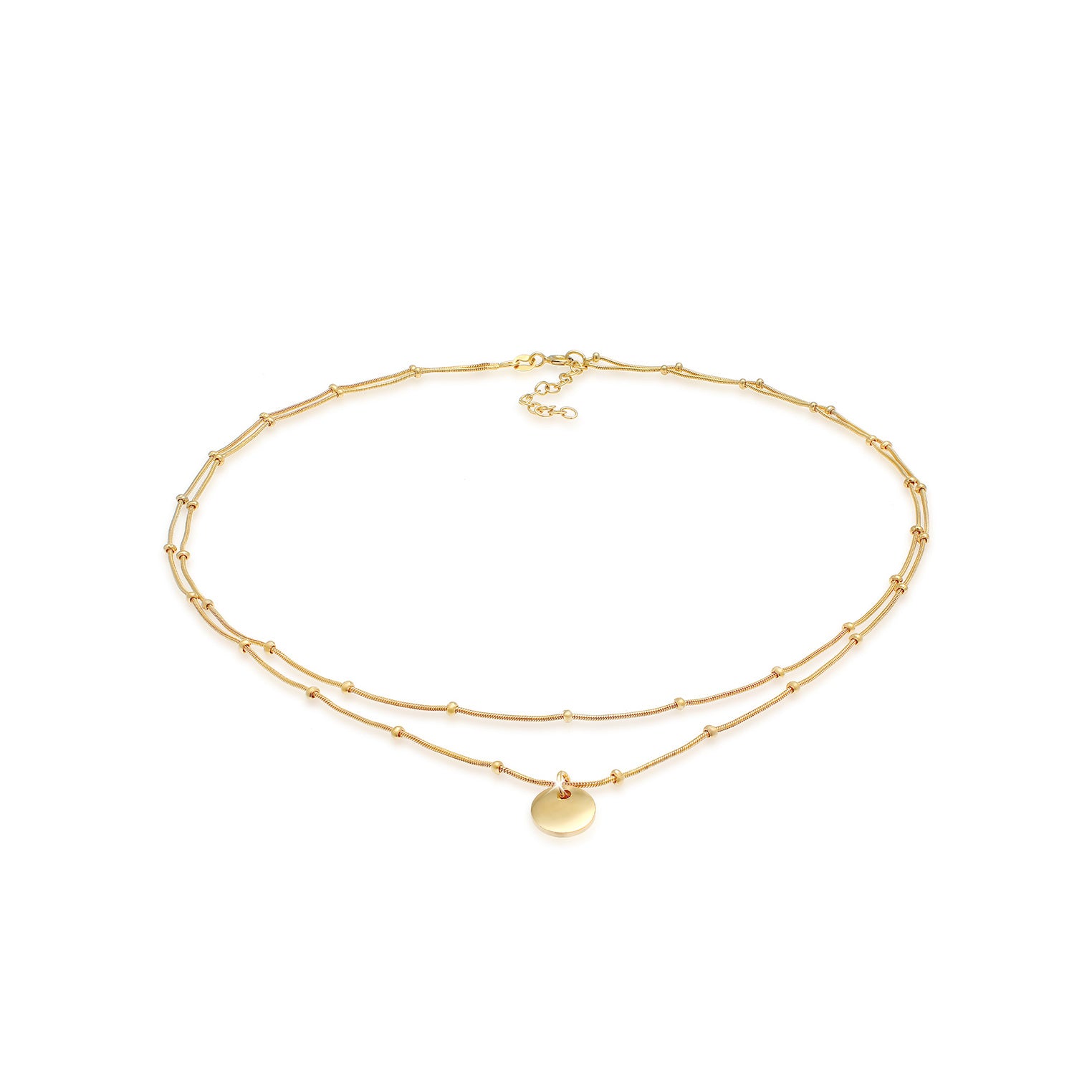Gold Perhiasan Wanita Perak Asli - Silver Kalung  Choker Ball Layer Platelet Basic Lapis Emas