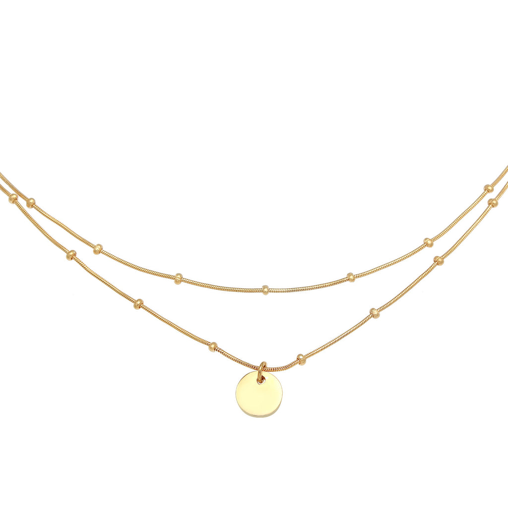 Gold Perhiasan Wanita Perak Asli - Silver Kalung  Choker Ball Layer Platelet Basic Lapis Emas
