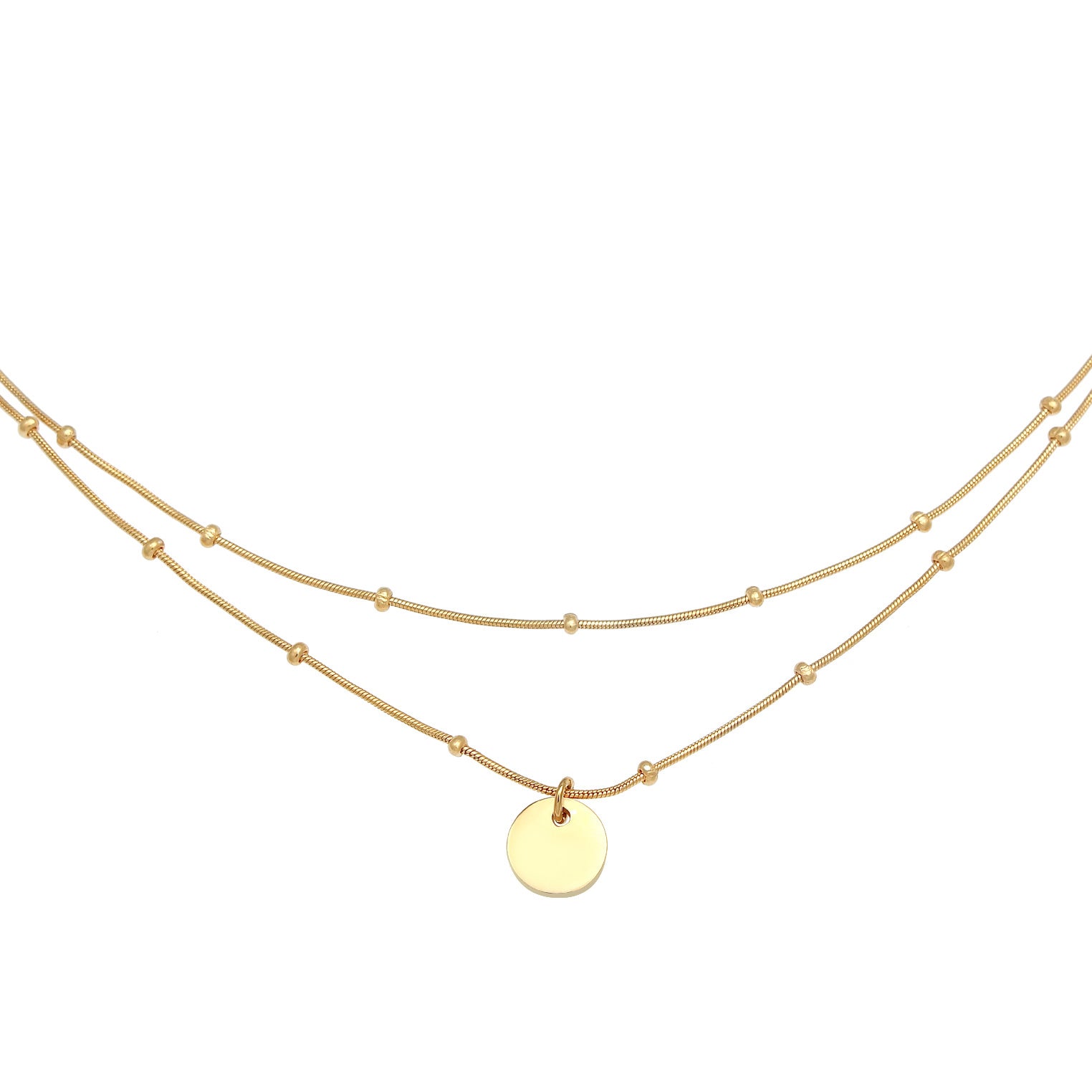 Gold Perhiasan Wanita Perak Asli - Silver Kalung  Choker Ball Layer Platelet Basic Lapis Emas
