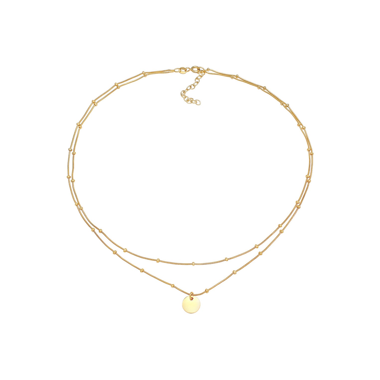 Gold Perhiasan Wanita Perak Asli - Silver Kalung  Choker Ball Layer Platelet Basic Lapis Emas