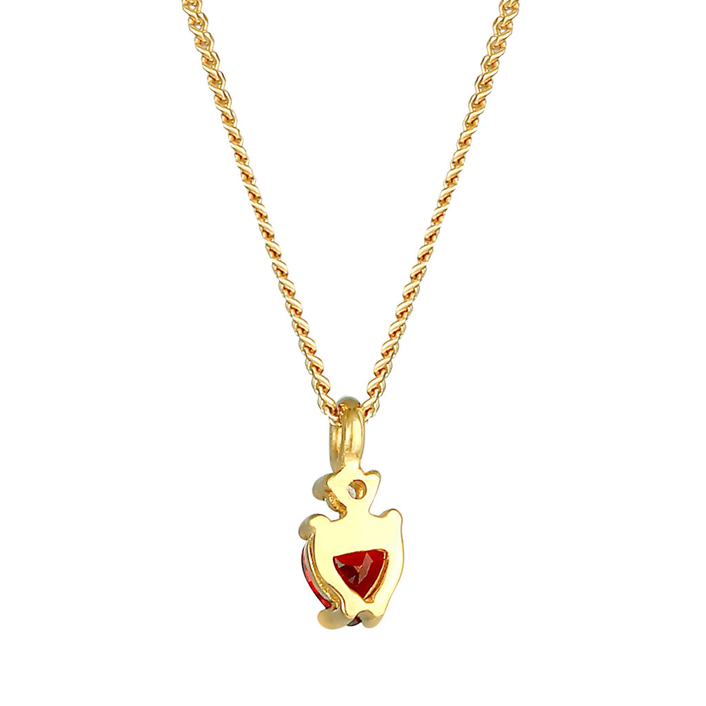 Red Perhiasan Wanita Perak Asli - Silver Kalung Heart Pendant Red Crystals Gold Plated