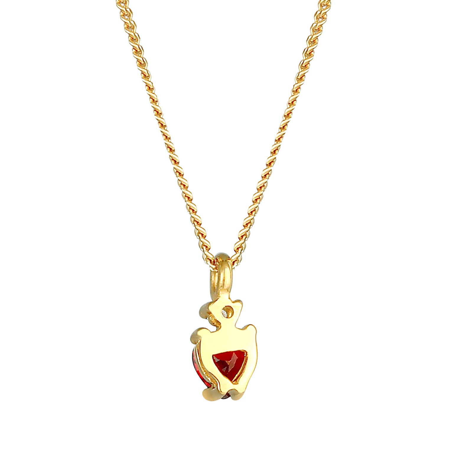 Red Perhiasan Wanita Perak Asli - Silver Kalung Heart Pendant Red Crystals Gold Plated