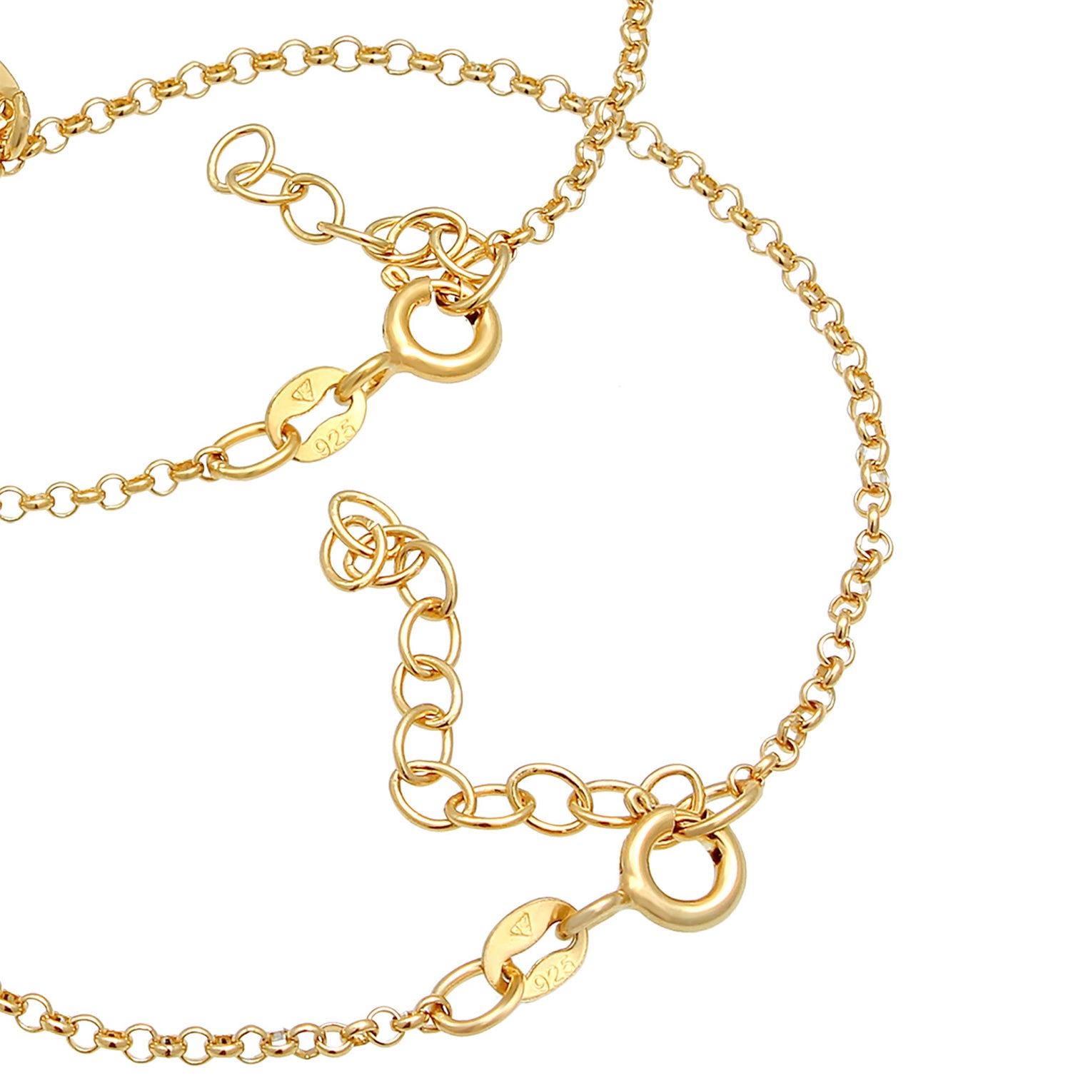 Gold Perhiasan Wanita Perak Asli - Silver Gelang Mother Daughter Set Heart Plate Cut Out Gold Plated