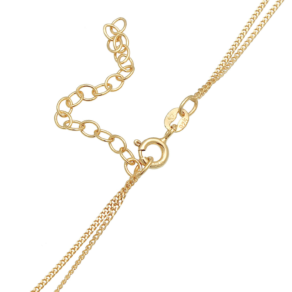 Gold Perhiasan Wanita Perak Asli - Silver Kalung  Layer Cross Faith Trend Cubic Zirconia Crystals Lapis Emas