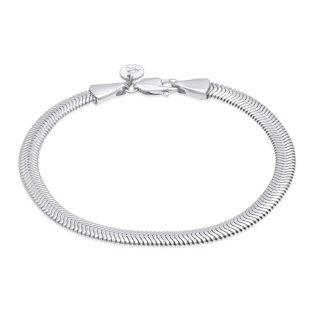 Flat Snake Chain Herringbone Bracelet 925 Silver