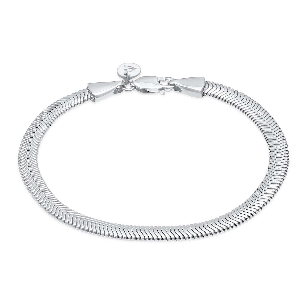Flat Snake Chain Herringbone Bracelet 925 Silver