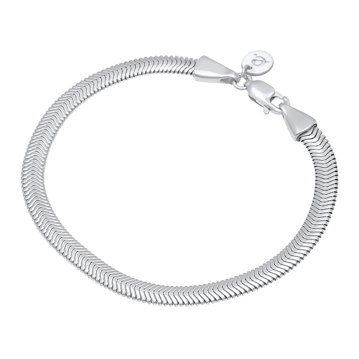 Silver - Elli PREMIUM | Flat Snake Chain Herringbone Bracelet 925 Silver