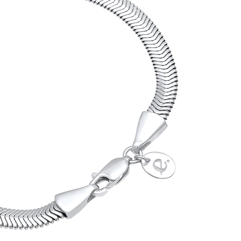 Silver Perhiasan Wanita Perak Asli - Silver Gelang Flat Elegant Snake Chain Herringbone Trend