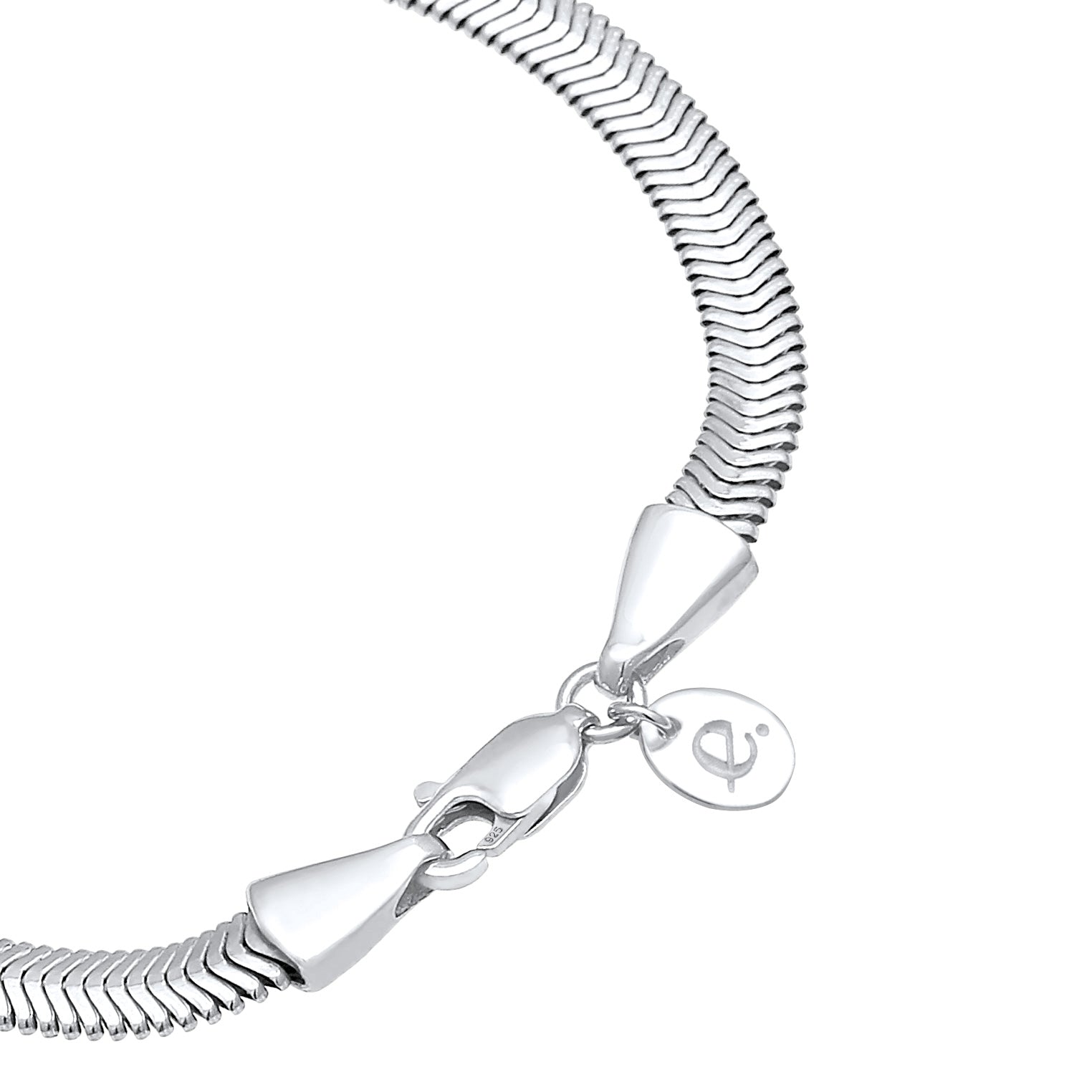 Silver Perhiasan Wanita Perak Asli - Silver Gelang Flat Elegant Snake Chain Herringbone Trend