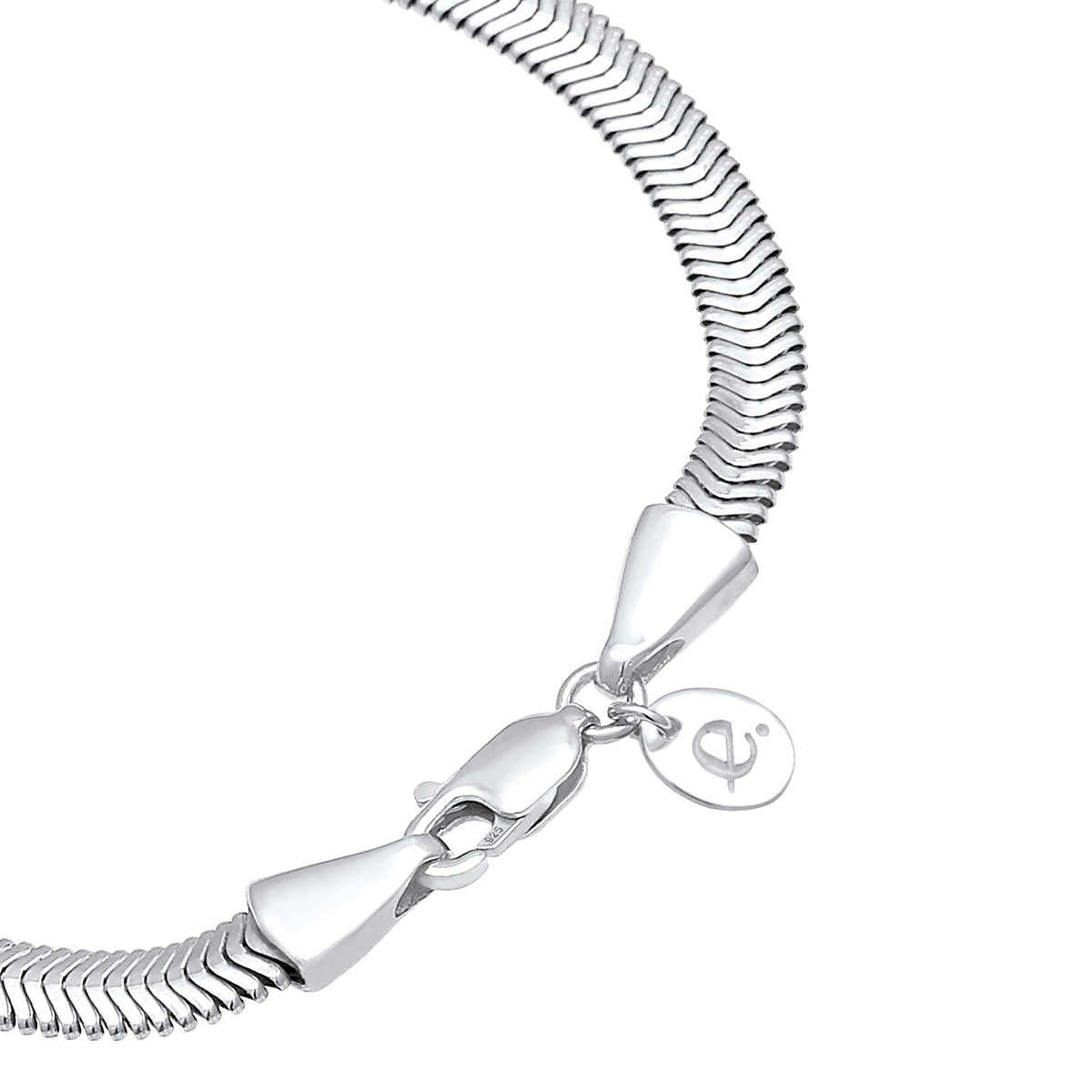 Flat Snake Chain Herringbone Bracelet 925 Silver