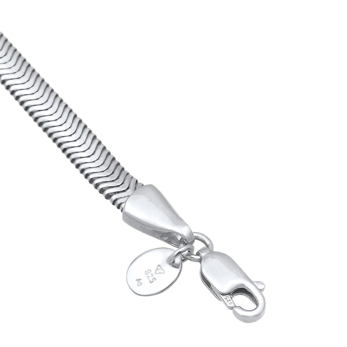 Flat Snake Chain Herringbone Bracelet 925 Silver