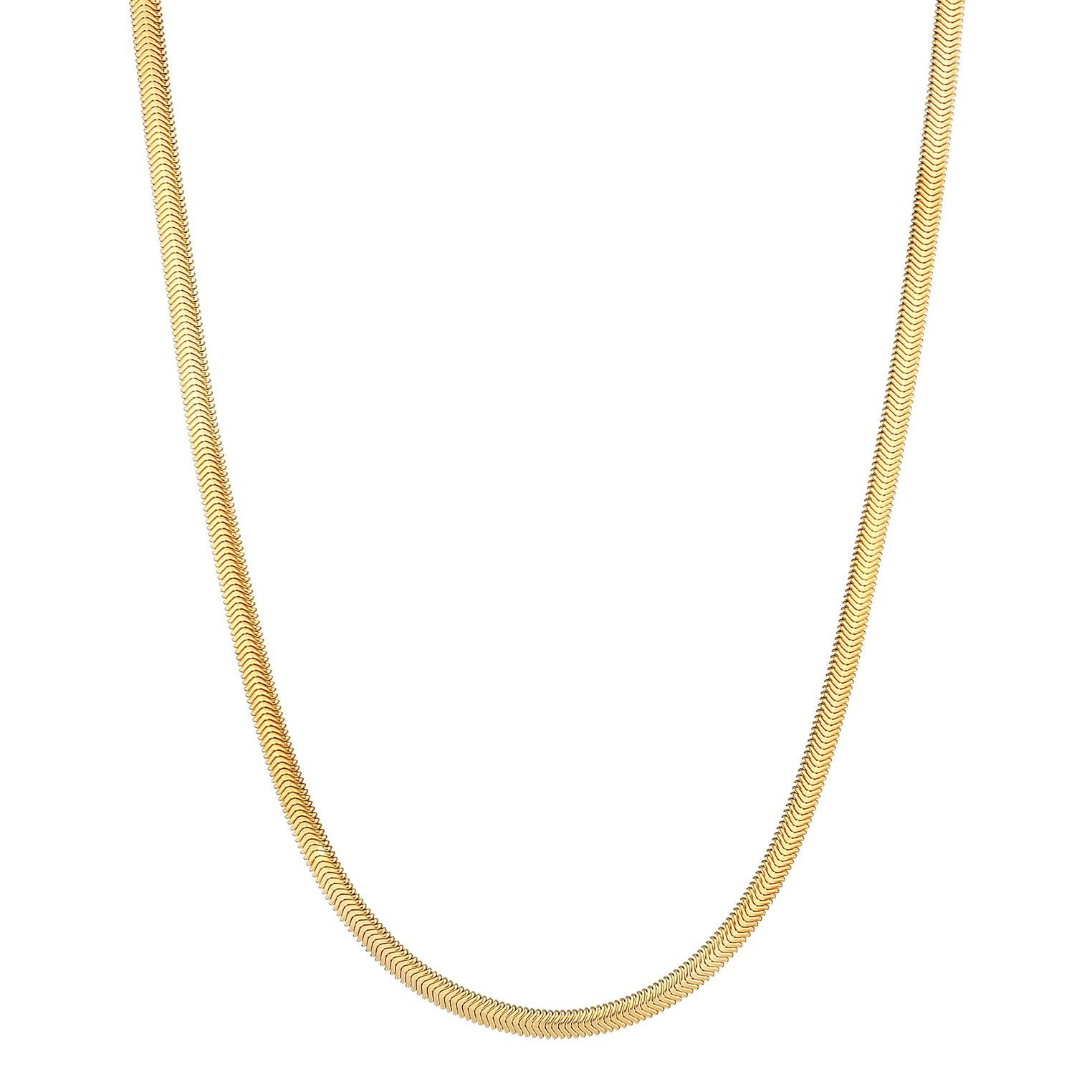Gold Perhiasan Wanita Perak Asli - Silver Kalung  Snake Flat Elegant Herringbone Trend Blogger Lapis Emas