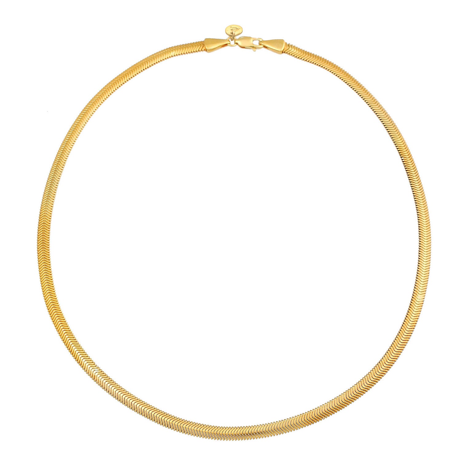 Gold Perhiasan Wanita Perak Asli - Silver Kalung  Snake Flat Elegant Herringbone Trend Blogger Lapis Emas