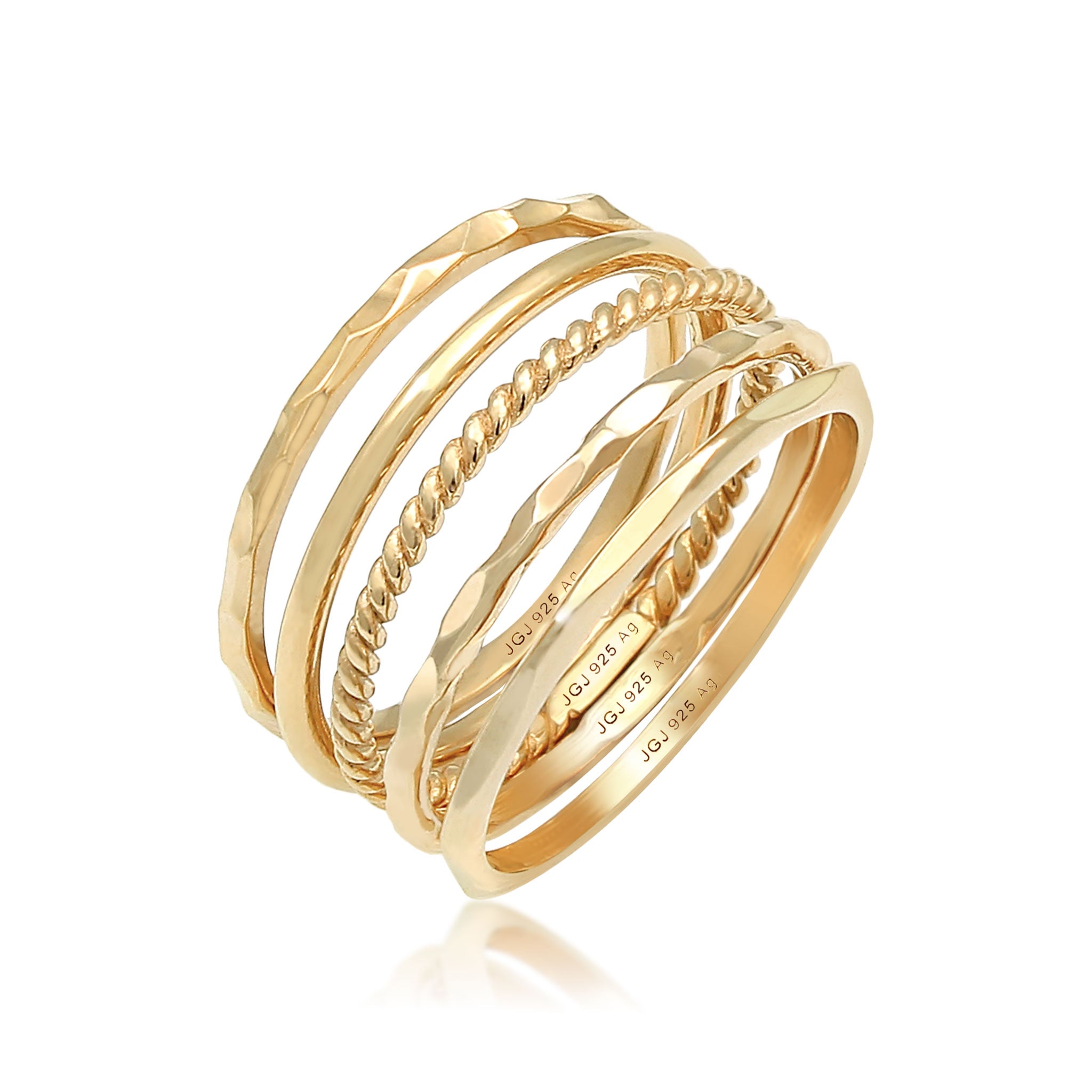 Gold Cincin Perhiasan Perak 925 Wanita Set Stacking Minimalist Gold Plated