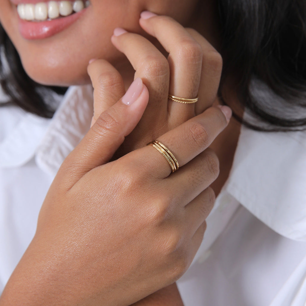 Gold Cincin Perhiasan Perak 925 Wanita Set Stacking Minimalist Gold Plated