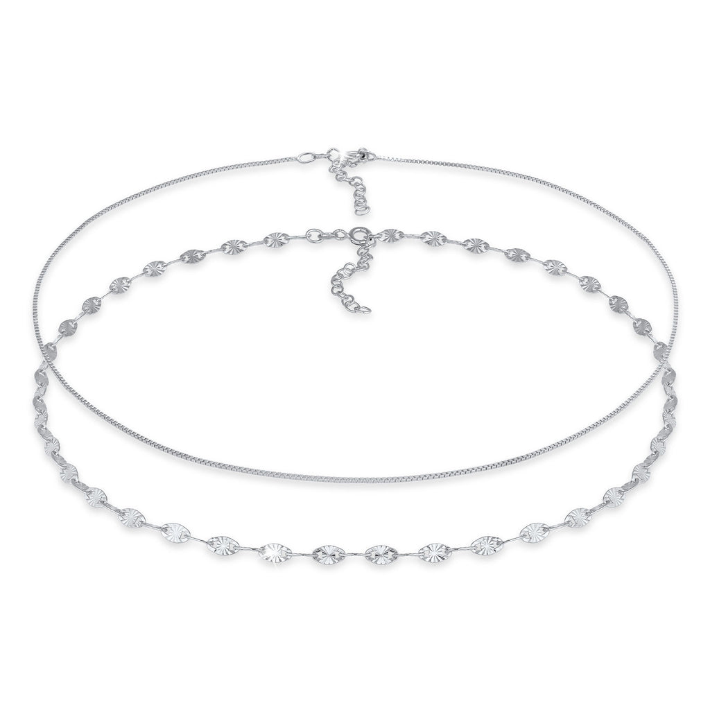 Silver Perhiasan Wanita Perak Asli - Silver Kalung Choker Set Venetian Chain