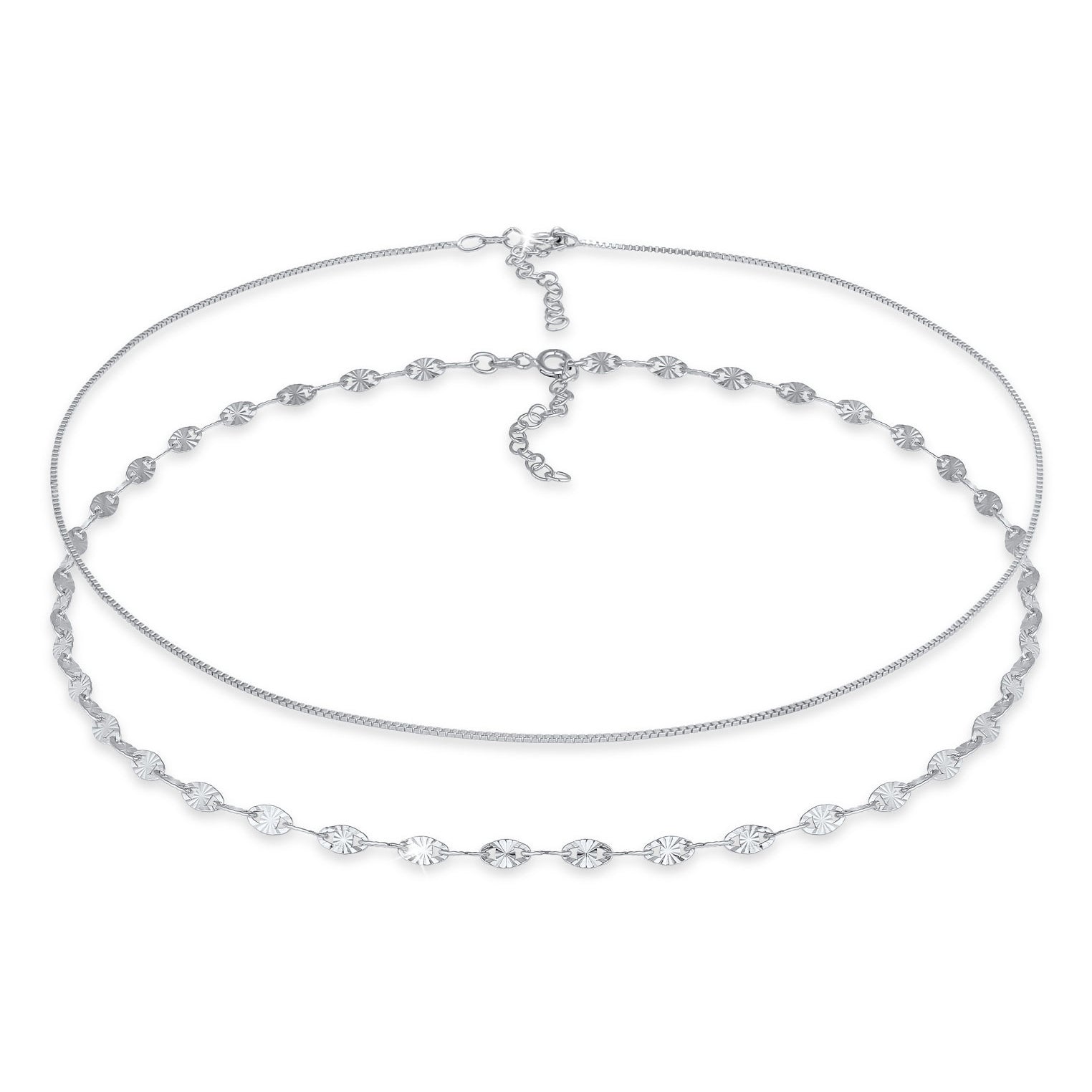 Silver Perhiasan Wanita Perak Asli - Silver Kalung Choker Set Venetian Chain