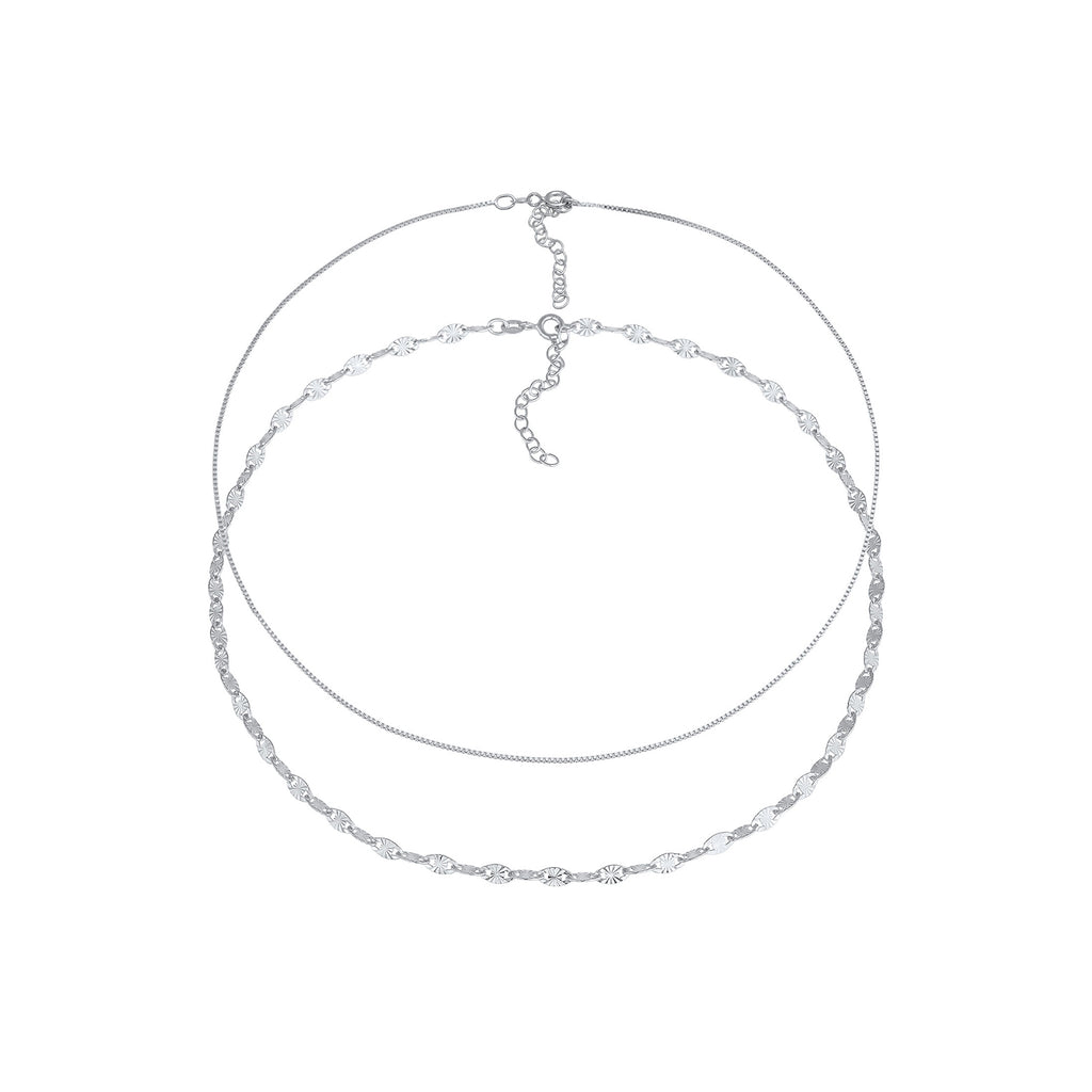 Silver Perhiasan Wanita Perak Asli - Silver Kalung Choker Set Venetian Chain