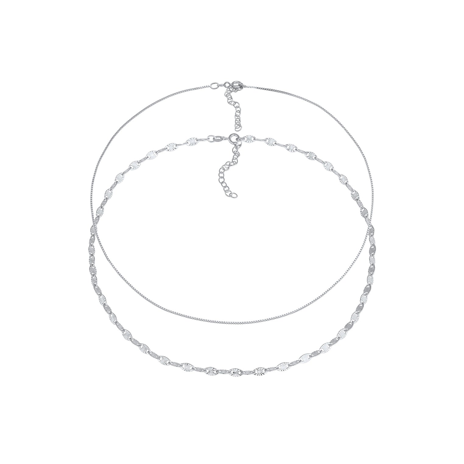 Silver Perhiasan Wanita Perak Asli - Silver Kalung Choker Set Venetian Chain