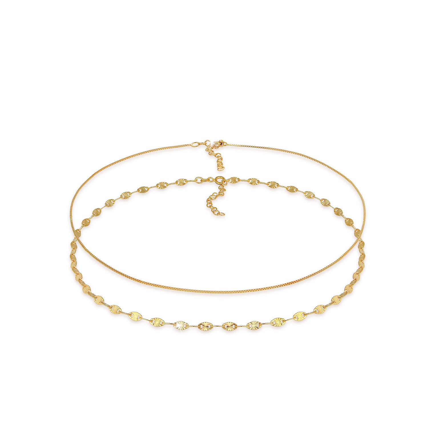 Gold Perhiasan Wanita Perak Asli - Silver Kalung Choker Set Venetian Chain Lapis Emas