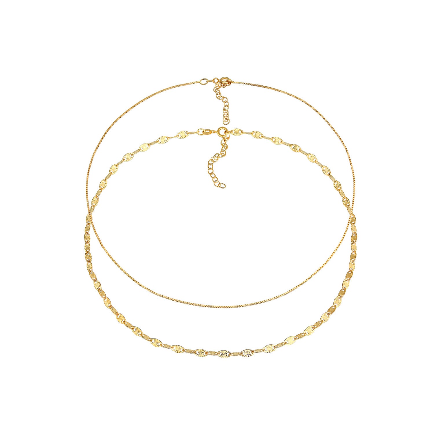 Gold Perhiasan Wanita Perak Asli - Silver Kalung Choker Set Venetian Chain Lapis Emas