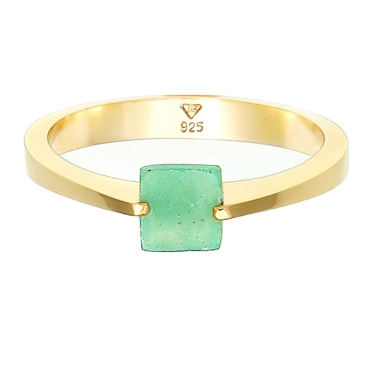 Jade Square Classic Ring 925 Silver Gold Plated