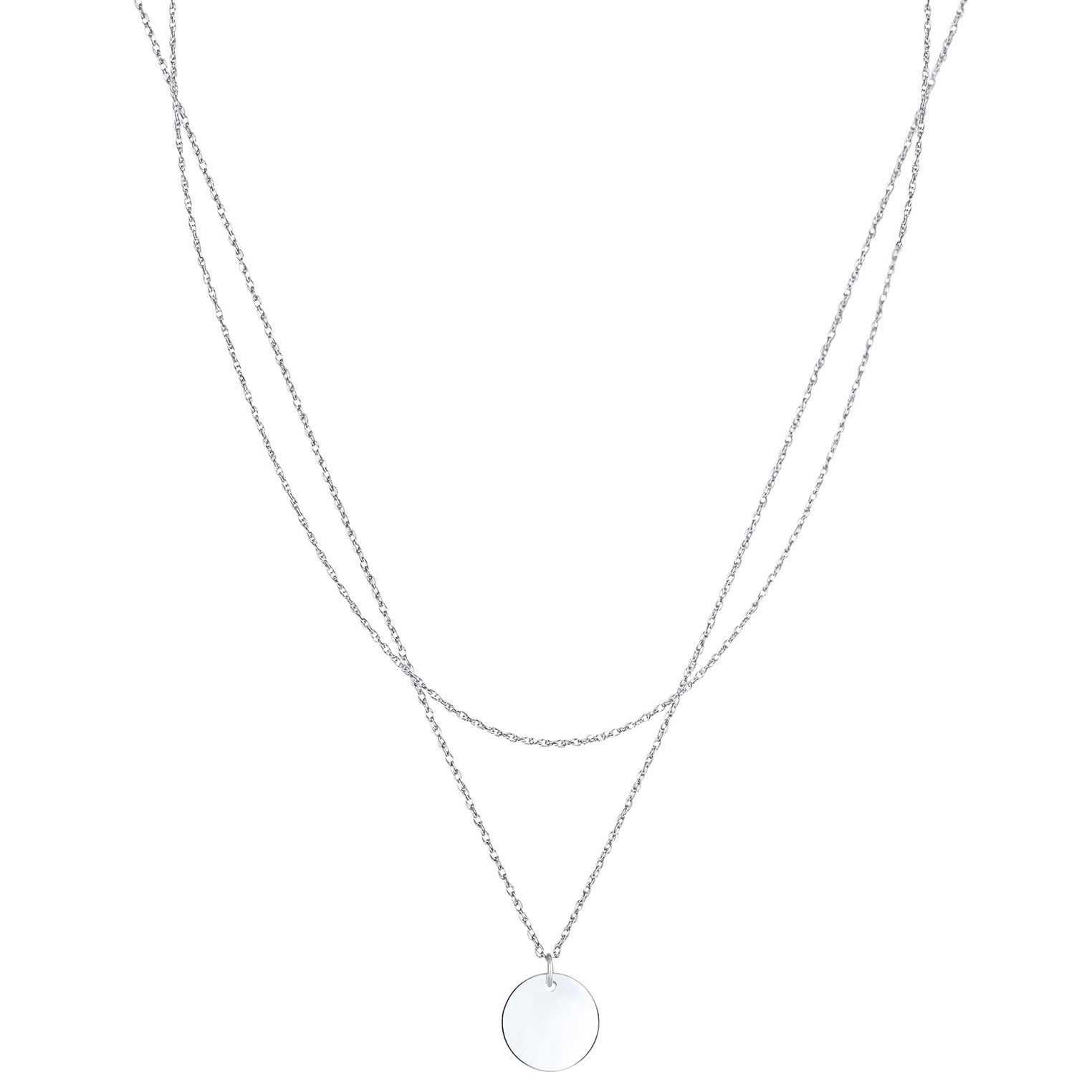 Silver Perhiasan Wanita Perak Asli - Silver Kalung  Layer Plate Basic Geo Trend