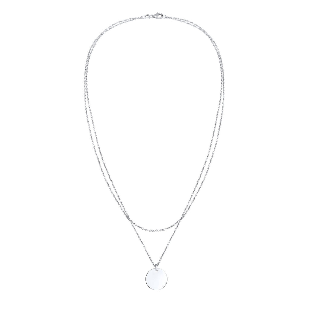 Silver Perhiasan Wanita Perak Asli - Silver Kalung  Layer Plate Basic Geo Trend