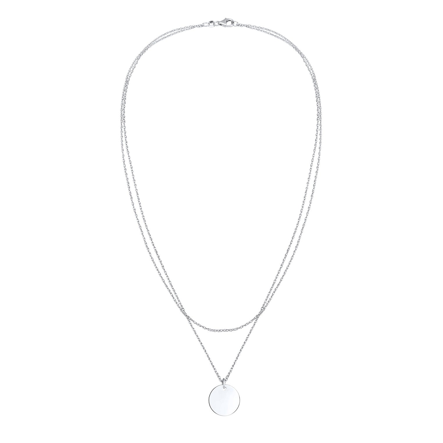 Silver Perhiasan Wanita Perak Asli - Silver Kalung  Layer Plate Basic Geo Trend
