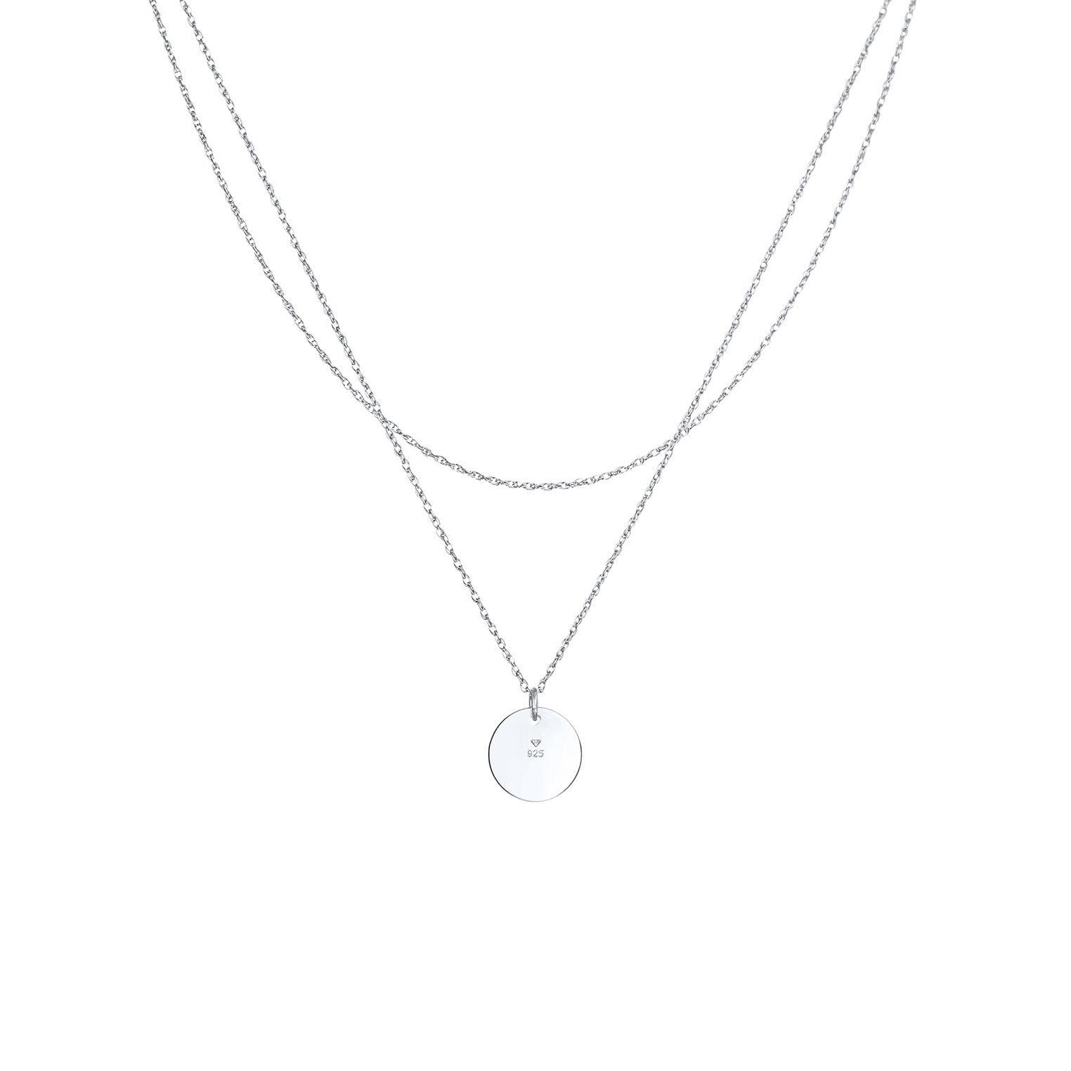 Silver Perhiasan Wanita Perak Asli - Silver Kalung  Layer Plate Basic Geo Trend