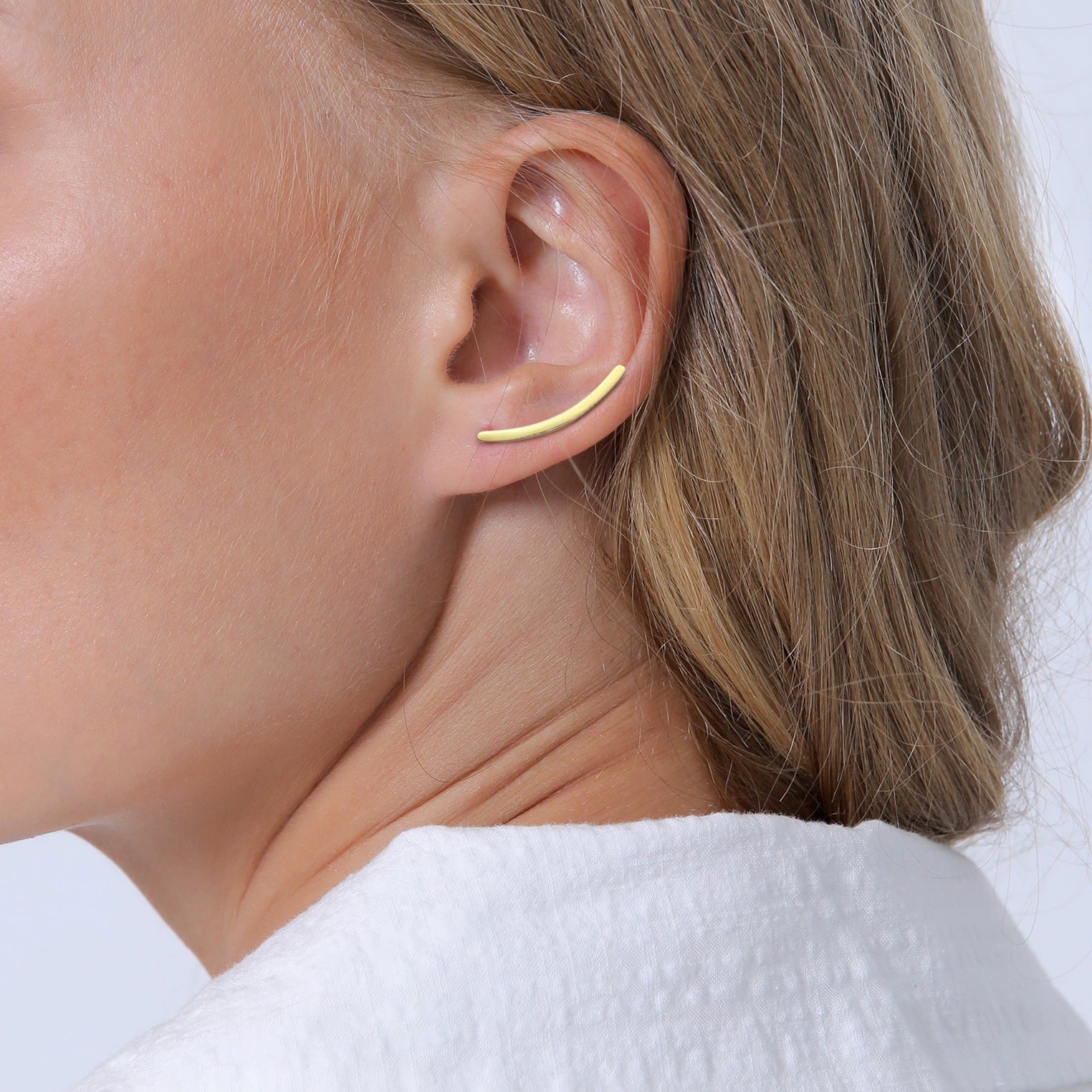Gold Perhiasan Wanita Perak Asli - Silver Anting Single Earclimber Gold Plated