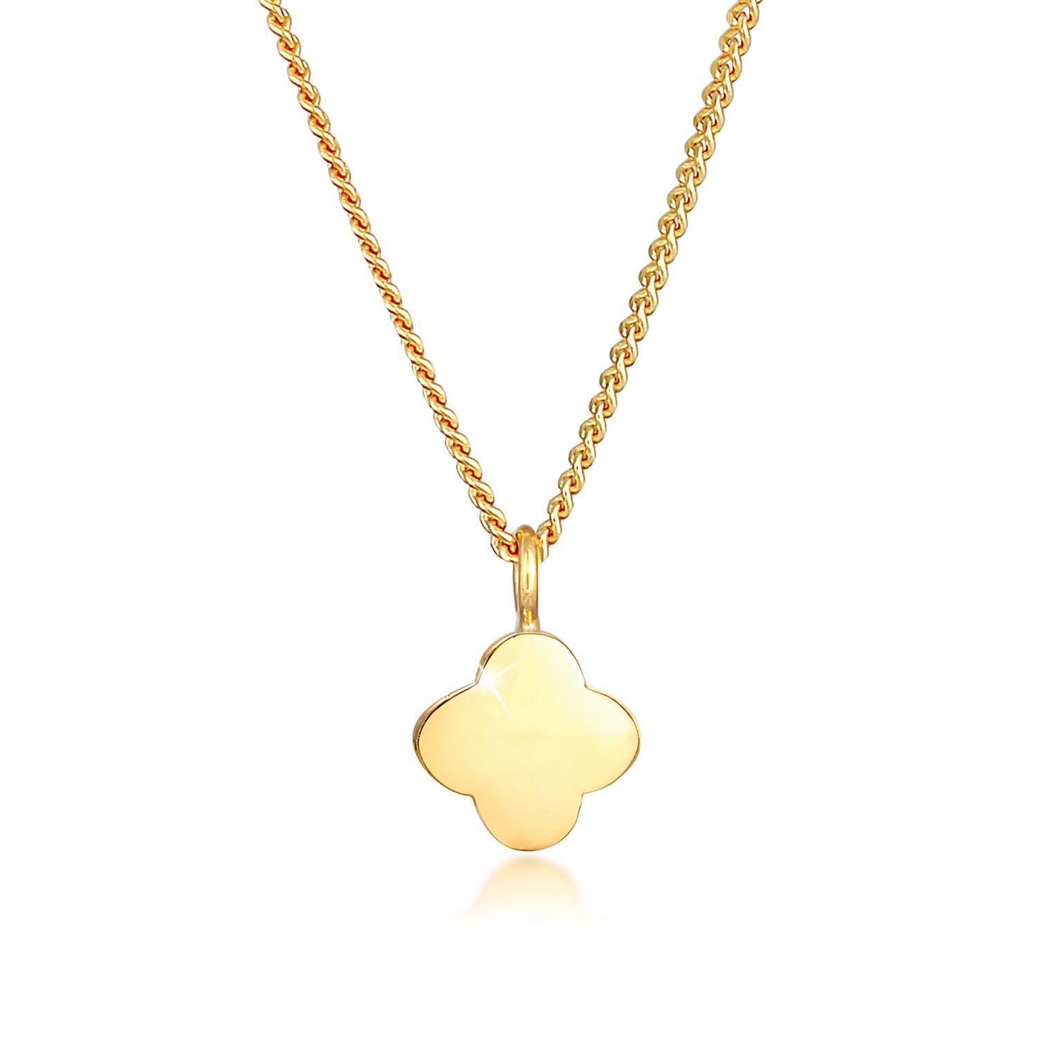 Gold Perhiasan Wanita Perak Asli - Silver Kalung  Shamrock Luck Symbol Classic Lapis Emas