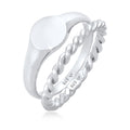 Silver Cincin Perhiasan Perak 925 Wanita Signet Duo Basic Trend