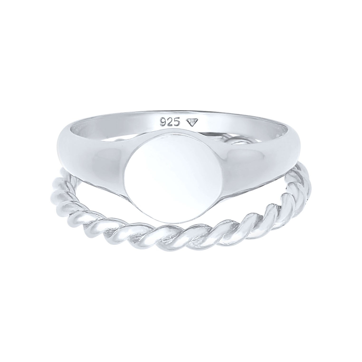 Silver Cincin Perhiasan Perak 925 Wanita Signet Duo Basic Trend