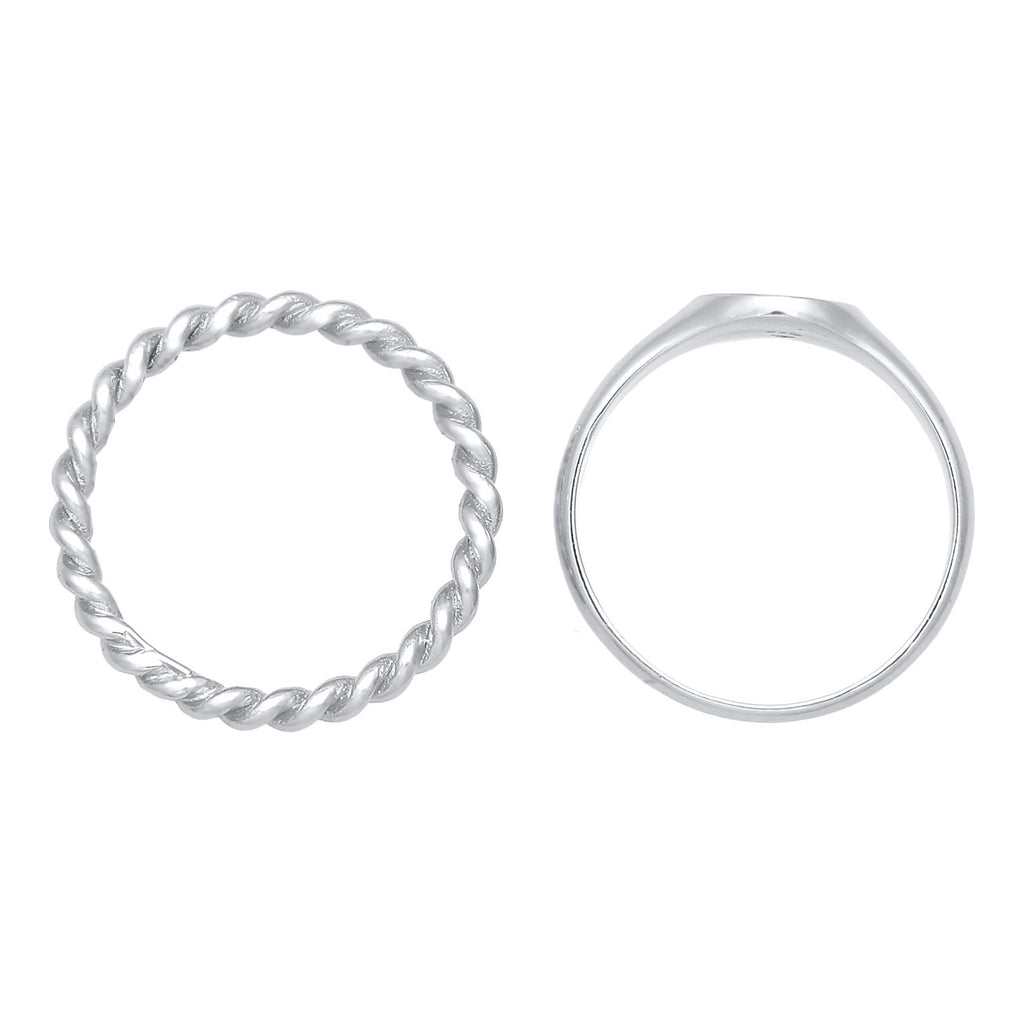 Silver Cincin Perhiasan Perak 925 Wanita Signet Duo Basic Trend