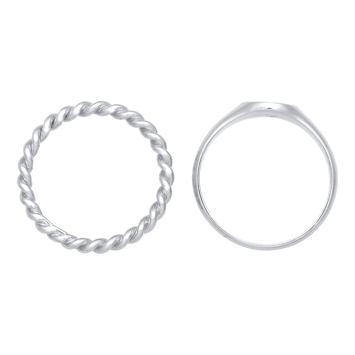 Silver - Elli | Ring Signet Duo Basic Trend In 925 Sterling Silver