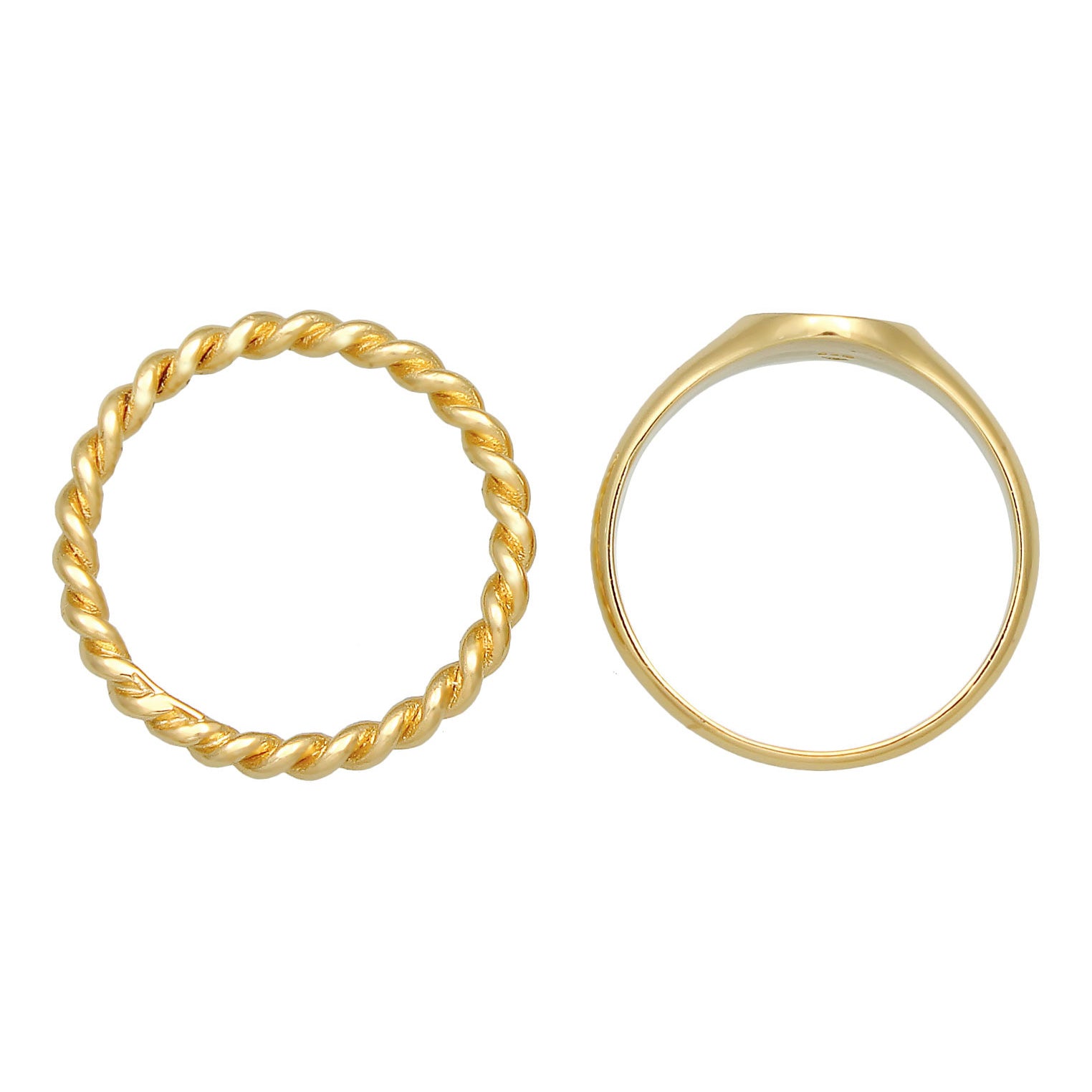 Gold Cincin Perhiasan Perak 925 Wanita Signet Duo Basic Trend Gold Plated