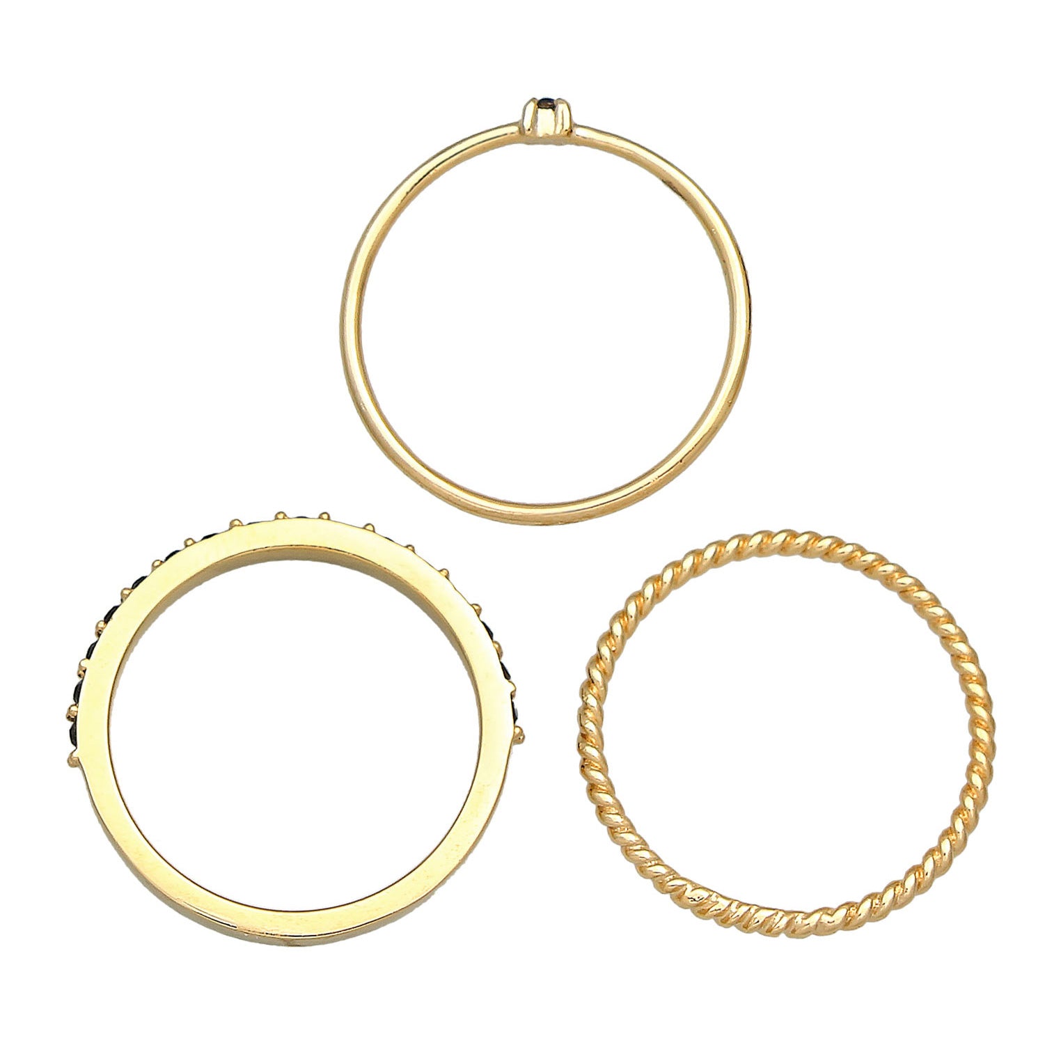 Gold Cincin Perhiasan Perak 925 Wanita Set Basic Blogger Crystals Gold Plated