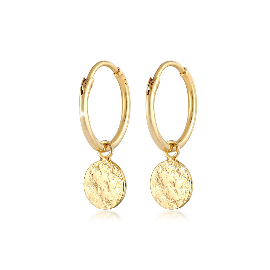 Gold Perhiasan Wanita Perak Asli - Silver Anting Creoles Plate Coin Gold Plated