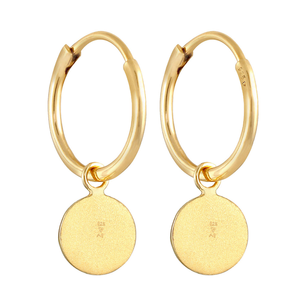 Gold Perhiasan Wanita Perak Asli - Silver Anting Creoles Plate Coin Gold Plated