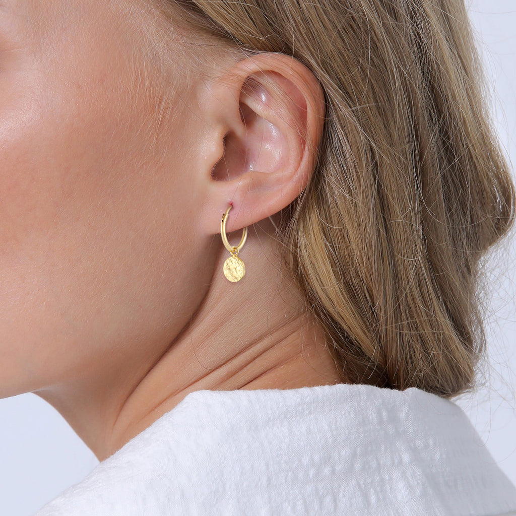 Gold Perhiasan Wanita Perak Asli - Silver Anting Creoles Plate Coin Gold Plated