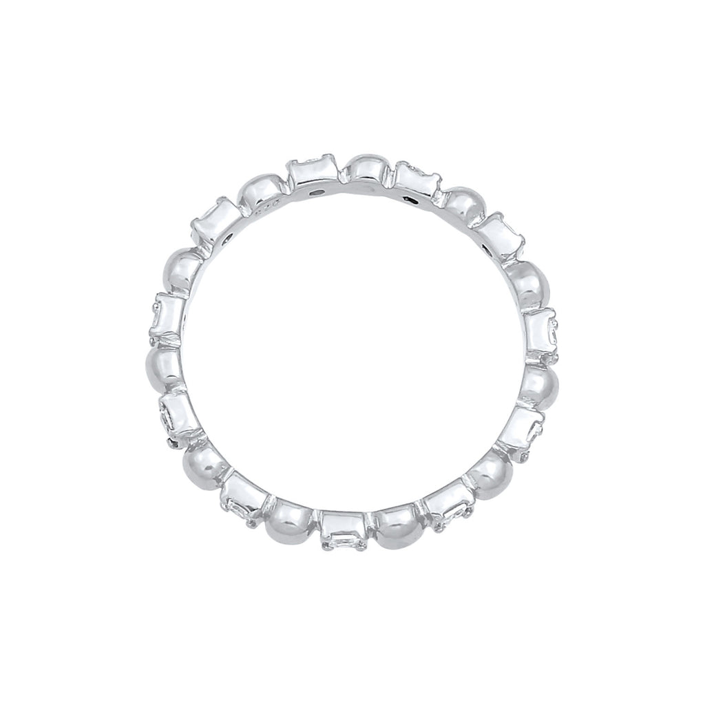 Silver Cincin Perhiasan Perak 925 Wanita Band Ball Square Minimalis Zirconia