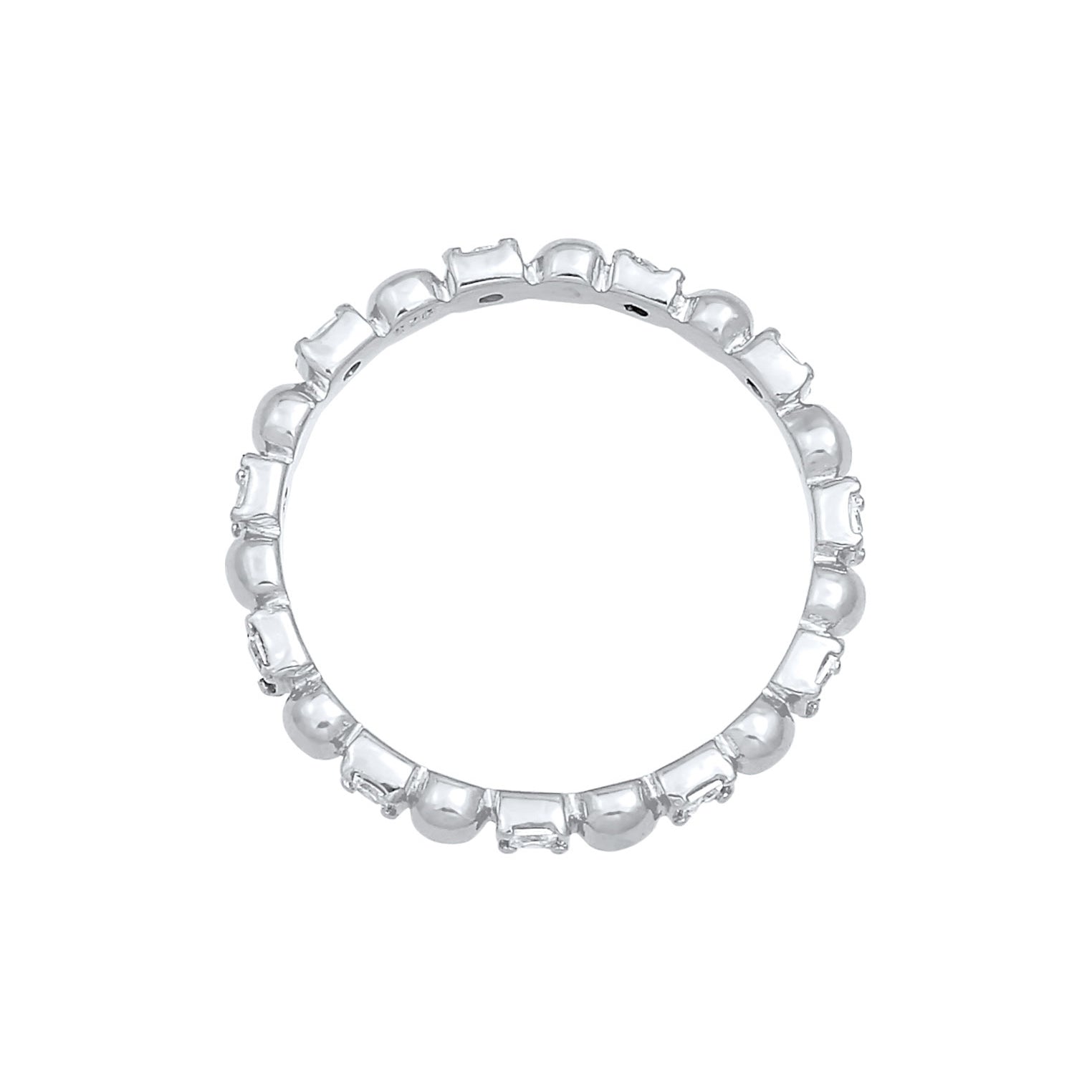 Silver Cincin Perhiasan Perak 925 Wanita Band Ball Square Minimalis Zirconia