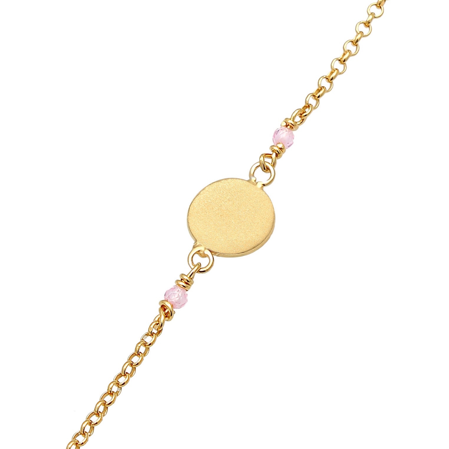 Gold Gelang Perhiasan Perak 925 Wanita Coin Sun Vintage Pink Quartz Gold Plated