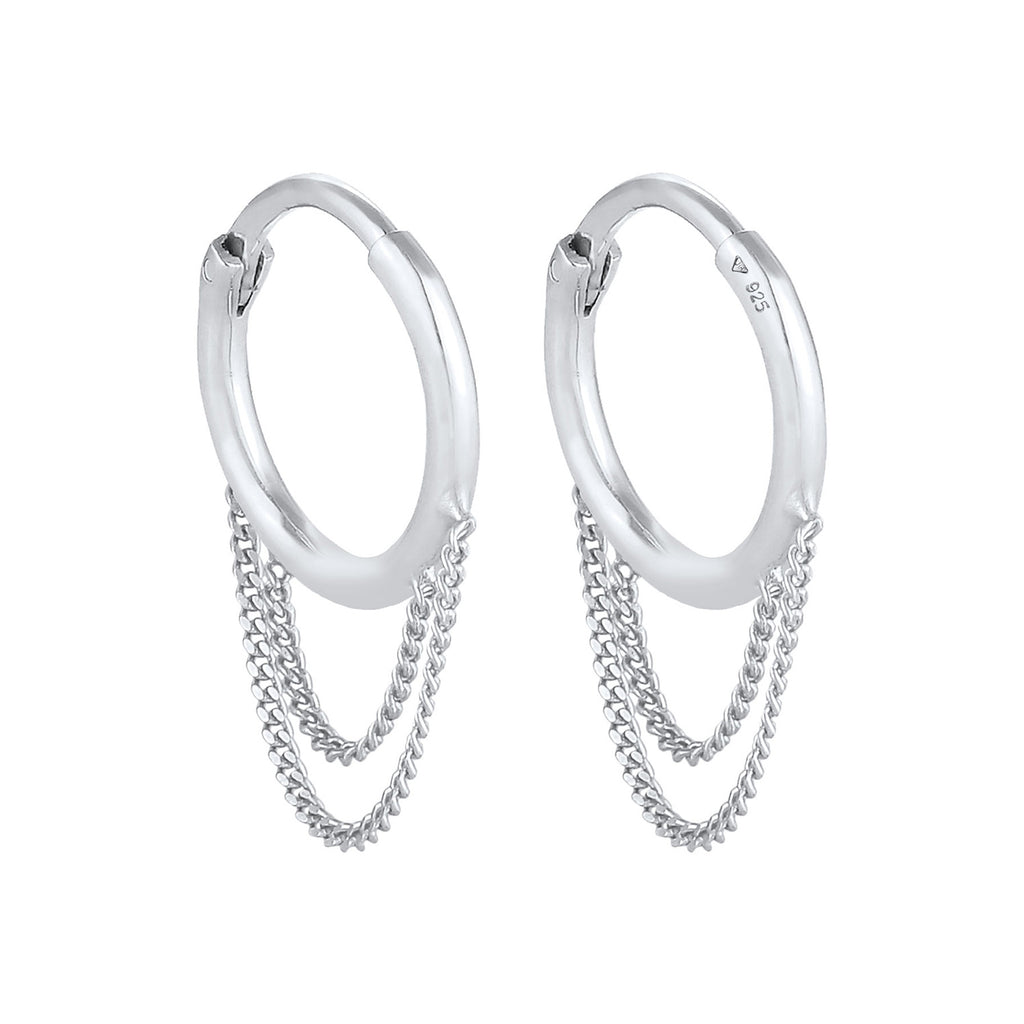 Silver Anting Perhiasan Perak 925 Wanita Creoles Curb Chain Trend Blogger