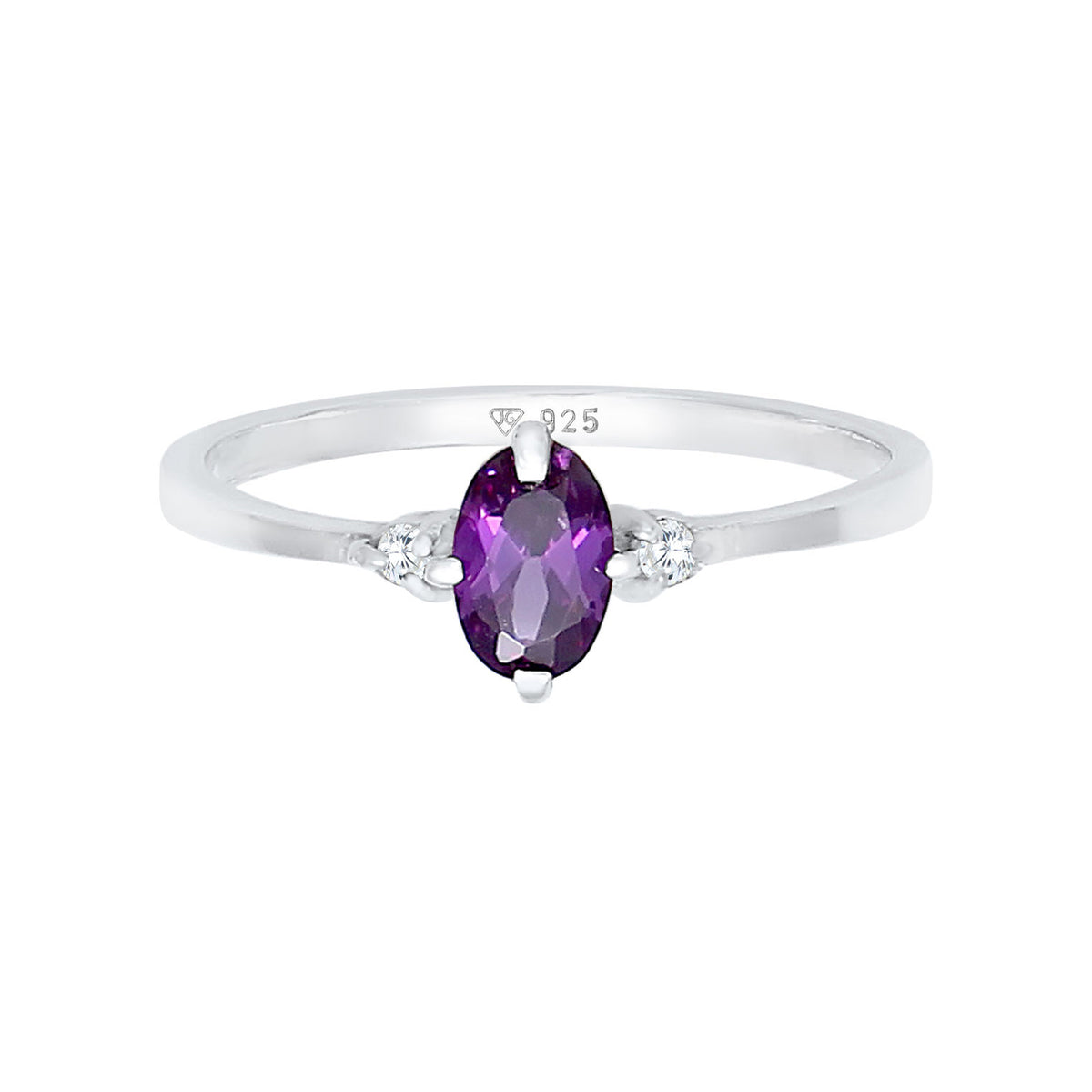 Silver - Elli | Ring Solitaire Engagement Purple Sparkling Cubic Zirconia Crystals In 925 Sterling Silver