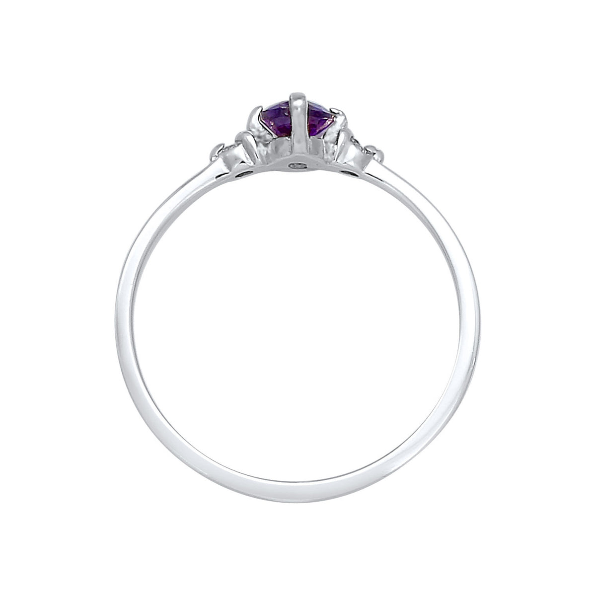Silver - Elli | Ring Solitaire Engagement Purple Sparkling Cubic Zirconia Crystals In 925 Sterling Silver