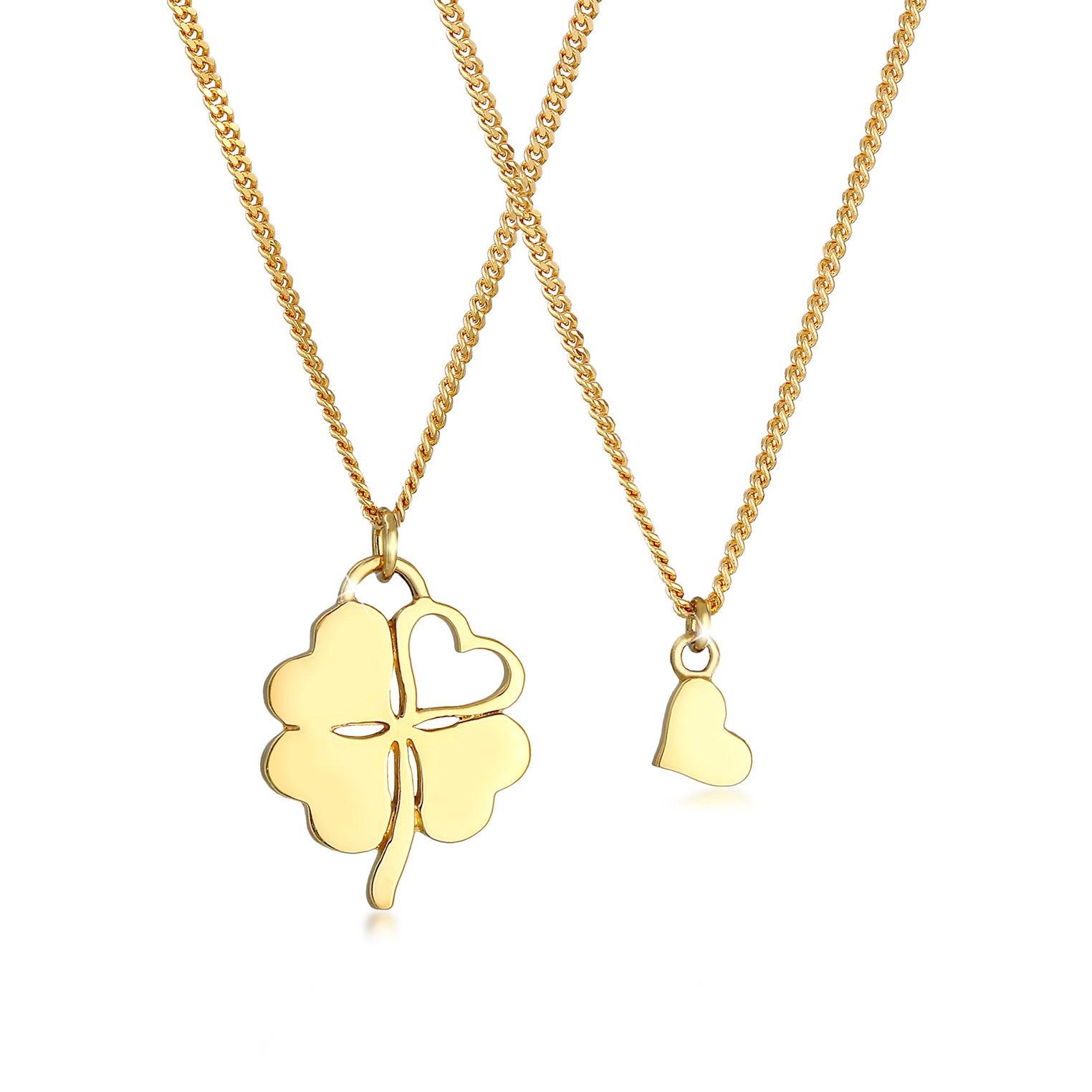 Gold Kalung Perhiasan Perak 925 Wanita Mother Child Set Heart Gold Plated