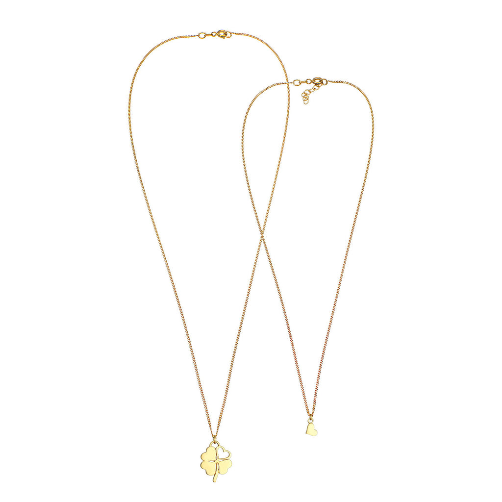 Gold Kalung Perhiasan Perak 925 Wanita Mother Child Set Heart Gold Plated