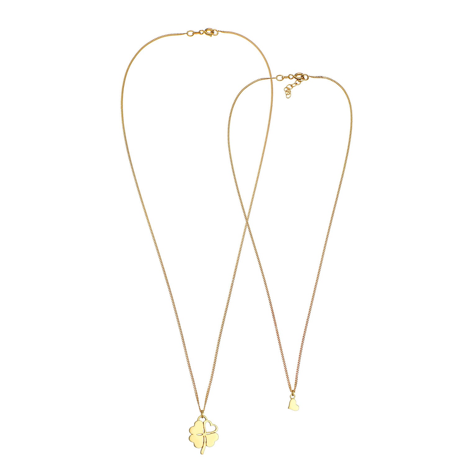 Gold Kalung Perhiasan Perak 925 Wanita Mother Child Set Heart Gold Plated